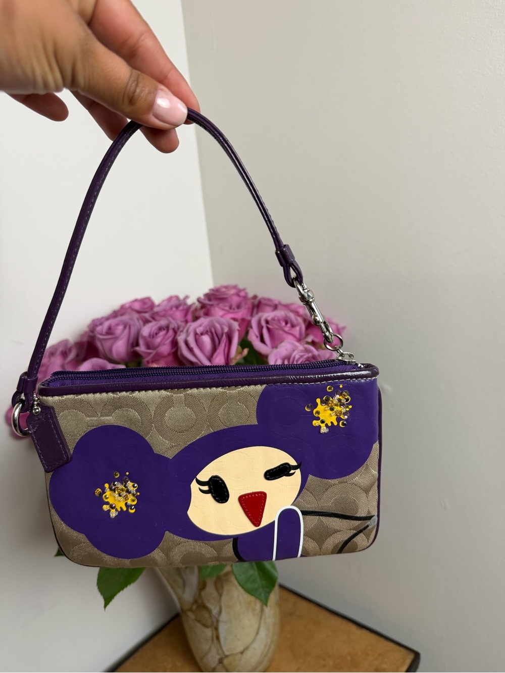 Coach x Violette Limited Edition Signature Wristlet Y2K Purple Canvas Pouch Bag